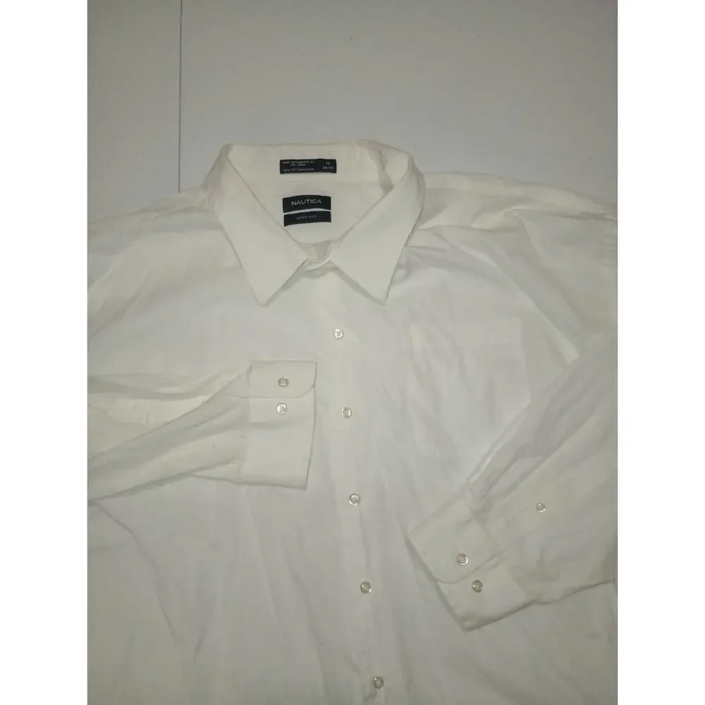 Nautica Men’s Classic White Button‑Up Long Sleeve Shirt Size L - Picture 5 of 7